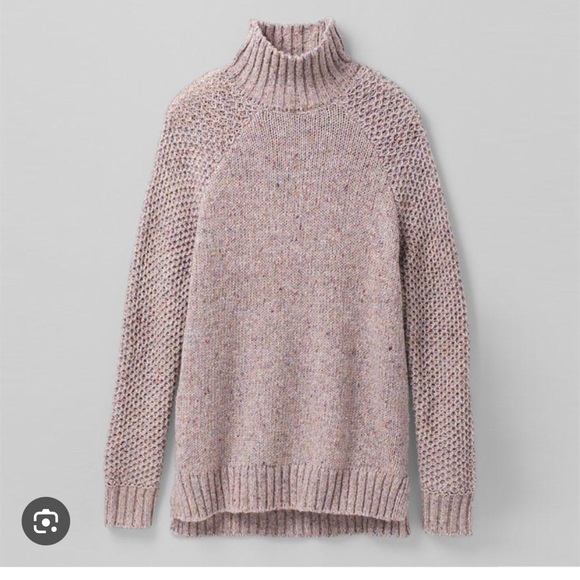 NWT Prana Honeycomb Knit Ibid Tunic Sweater beige silk blend Sz Medium - Picture 1 of 10